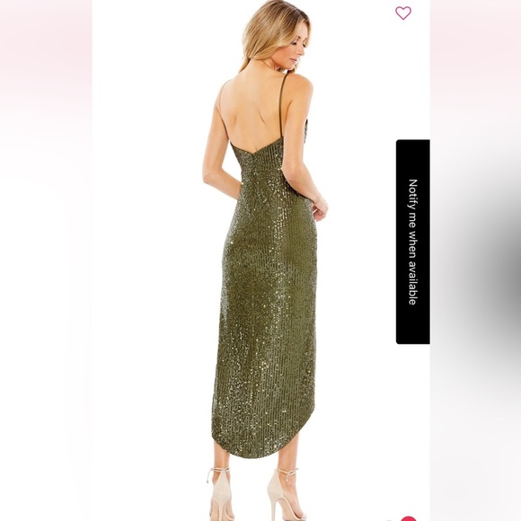 Mac Duggal 11272 Elegant Olive Green Sequin Dress - Picture 2 of 9